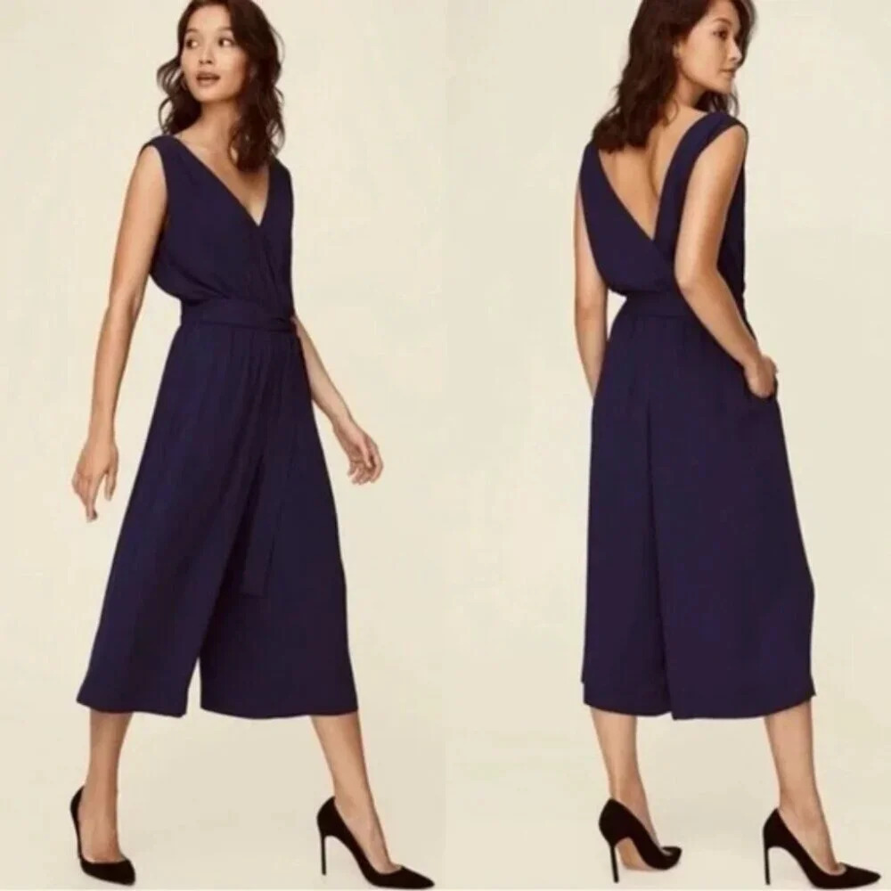 Aritzia Babaton BLACK Maximillian Belted Wide Leg Jumpsuit Black  Size Small